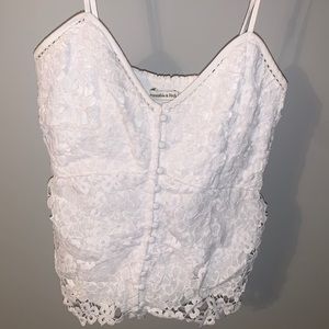 abercrombie sz small white lace tank!